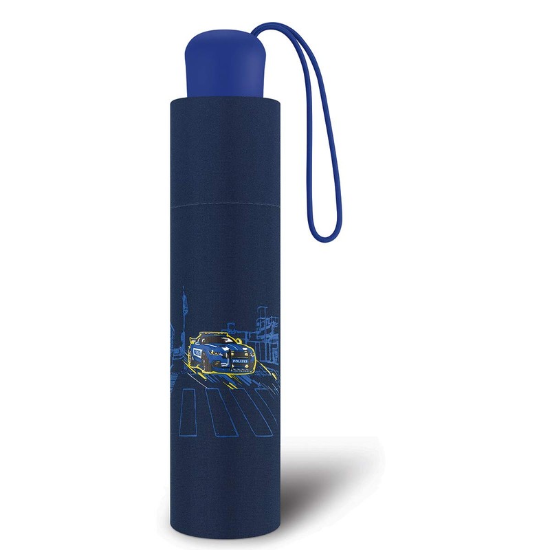 Scout Children's Pocket Umbrella Reflective Police Car, blue, Reflective, round