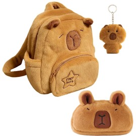Capybara Backpack,Cute Capybara School Bag with Pencil Case and Capybara Keychain,Adorable Plush Animal Backpack for School and Travel,Soft Plush Backpack for Kids, Lightweight and Durable for School