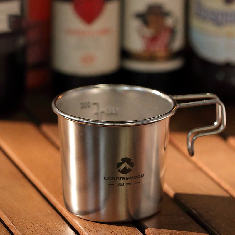 Four Outdoor Stainless Steel 210ml Sierra Cups with a Storage
