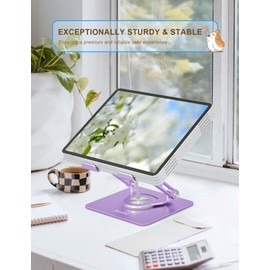 Aoviho Tablet Stand 360° Rotating Aluminum Holder - Adjustable, Portable & Foldable Monitors Stand for iPads, Compatible with 4-13.3" Tablets, Purple