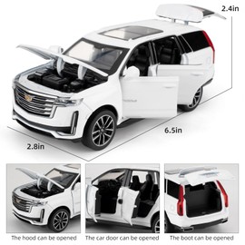 LOVEPOSELY 1:32 Scale Car Model Compatible for Collectible Escalade SUV Diecast Toy Vehicle, Zinc Alloy Pull Back Toy Car with Sound and Light for Adult Boys Girls 3 4 5 6 7 8 (White)