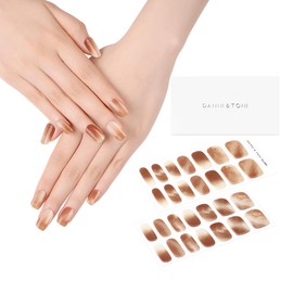 DANNI & TONI Semi Cured Gel Nail Strips Earthy Ombre (Autumn Essence) Brown Gradient Gel Nail Stickers Fall Colors Semicured Gel Nails 28 Stickers