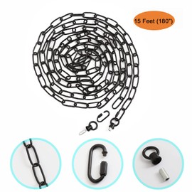 Voguad 15 Feet Lighting Pendant Chain, Black Chain for Hanging Heavy Duty, Extension Chain with Connection Locks for Light Fixture, Swag Lamp, Load Capacity 65 Lbs