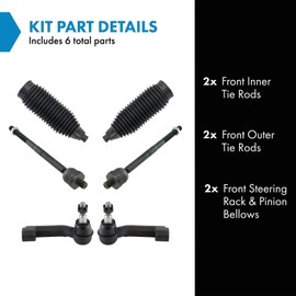 TRQ Front Steering Kit Steering Rack & Pinion Bellow Tie Rod Compatible with 2011-2014 Ford Expedition F-150 Lincoln Navigator