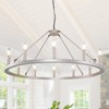 Sdorens 12-Light Silver Wagon Wheel Chandelier, Farmhouse Chandeliers for Dining