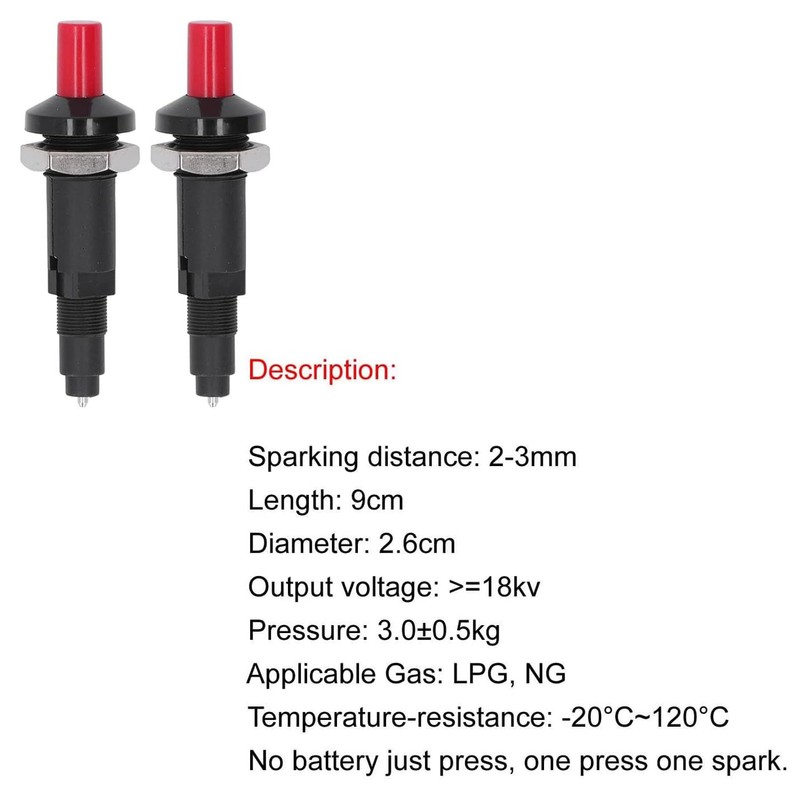 VISSQH Piezo Igniter, 1 Out 1 Button Spark Igniter, Piezo