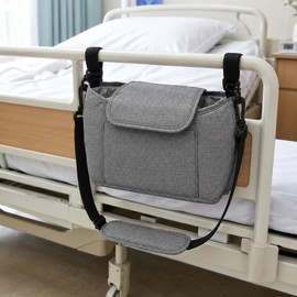 【Featured in Media! Supervised by Care Workers】 For Hospitalization and Care - Bedside Storage Pouch - Convenient 2-Way (Gray)