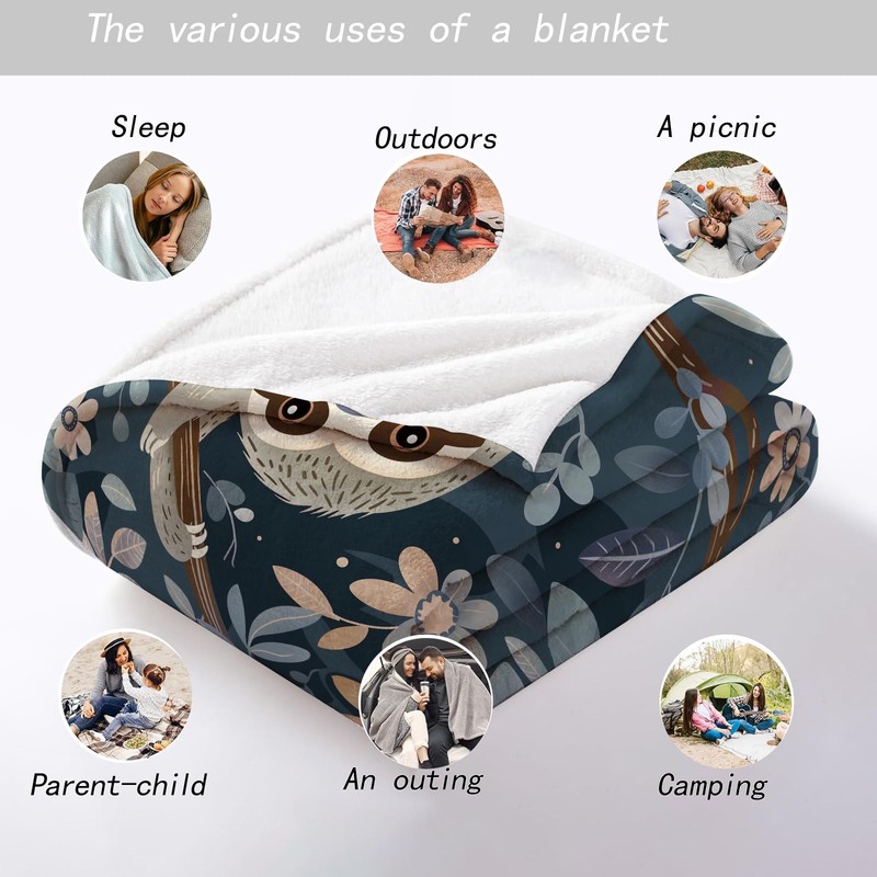 MIEPOS Soft and Cozy Sloth Blanket - Lightweight, Flannel Throw