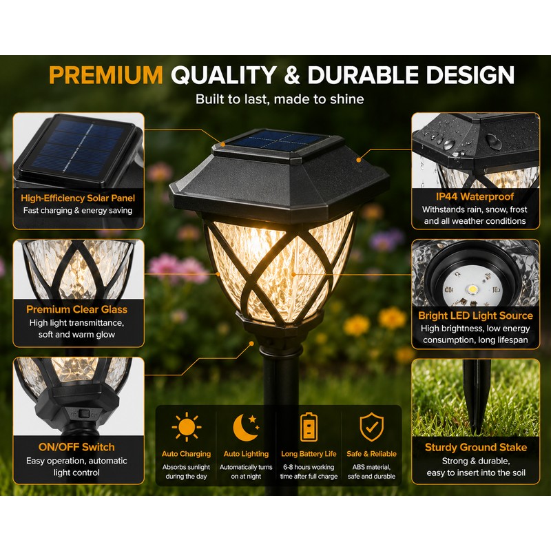 Solar Stake Light Outdoor Waterproof LED Garden Pathway Lights