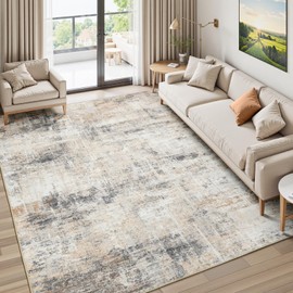 Lofus 5x7 Area Rug for Living Room,Gold Abstract Rugs with Non-Slip Backing, Neutral Modern Washable Carpet for Bedroom Dining Room Home Office Nursery Indoor