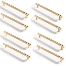 Cobenga 8 Pcs Kitchen Cupboard Handles Knurled, 190 cm Cabinet Handles Gold Modern Furniture Handles, Door Handles Kitchen Drawer Handles, Vintage Handles for Kitchen Cupboards, Chest of Drawers