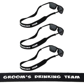 Fun Strapz Sunglass Strap 3 Pack - Durable & Soft Eyewear Retainer Designed with Floating Neoprene Material - Secure fit for Your Glasses and Eyewear (Groom's Drinking Team)