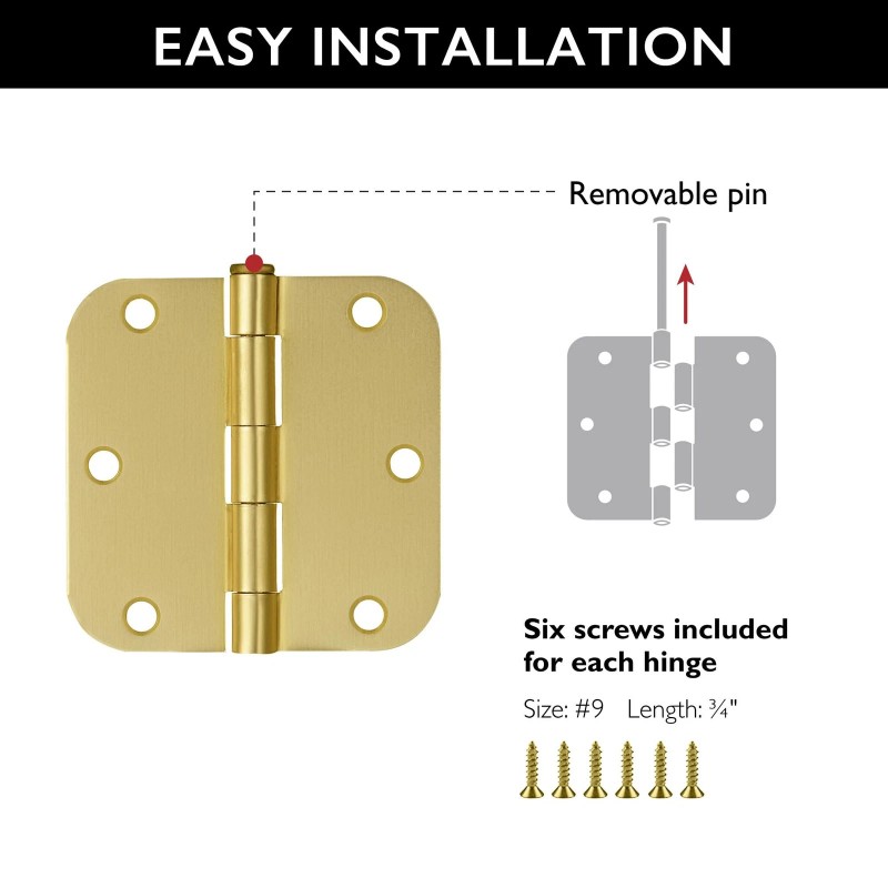 Design House 10 Pack Heavy Duty Satin Brass Door Hinges