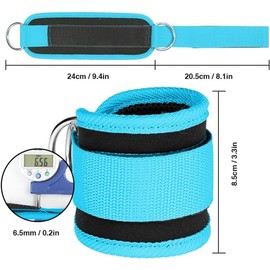 Ankle Strap Ankle Resistance Band Wrist Cuff Padded Strap Adjustable Fitness Glute Kickback D-Ring for Cable Machine Gym Foot Leg Training Brace Support 1 Pack (azure)