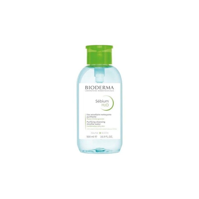 BIODERMA, Agua Micelar, Sébium H2O Pump, Desmaquillante para Piel Grasa,