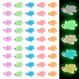 Nadiaen Mini Luminous Turtles 50PCS - Resin Animals Miniatures for Birthday Party, Home Garden Decor - Small Marine Animal Toys