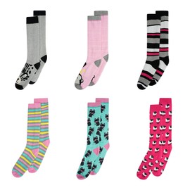 Sock Stack 6 Pairs Of Kids Welly Socks Cotton Rich Boys Girls Long Wellington Boot Sock, Girls 6-8