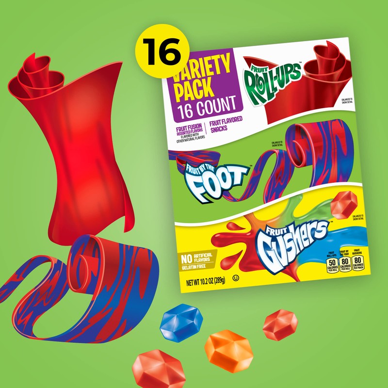 Betty Crocker Fruit Roll-Ups, Fruit by the Foot, Gushers, Snacks
