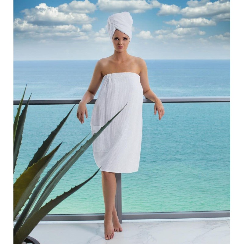 Boca Terry Spa Wrap, Waffle Spa Towel Wrap for Women,