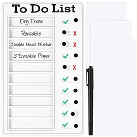 Dry Erase Checklist Board to Do List Memo Boards Slider Schedule Chore Chart DIY Plastic RV Checklist Detachable Daily Checklist with Markers and 3 Erasable Paper for Planning (to Do List, White)