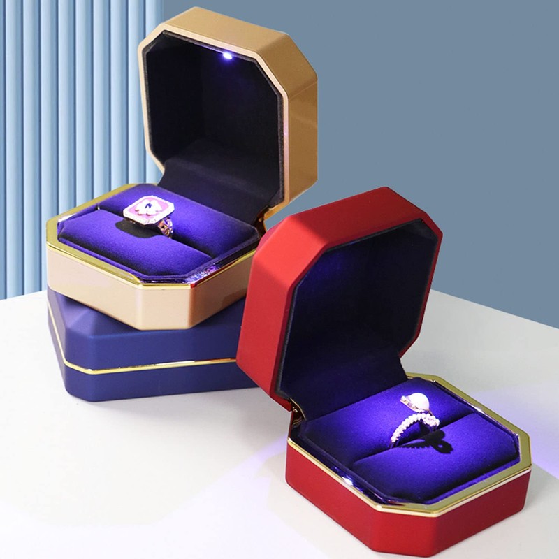 AVESON Luxury Ring Box, Square Velvet Wedding Ring Case Jewelry