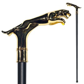 YIVIYAR Walking Cane for Men & Women - Heavy Duty 500+ lbs Capacity, Gothic Cane with Ornate Design, Decorative Goth Metal Walking Stick, Ergonomic Handle, Black & Gold Leopard Walking Canes
