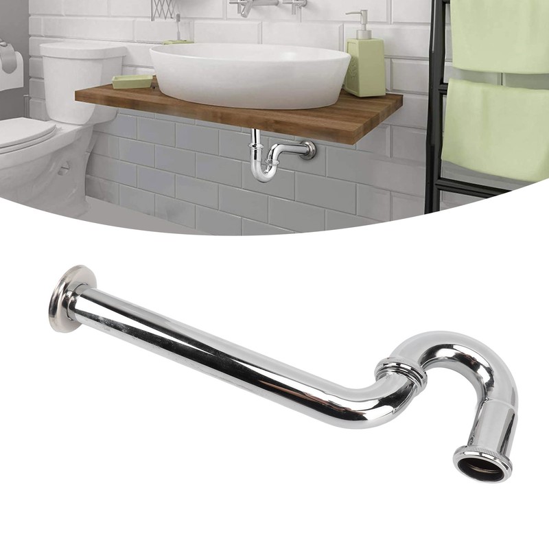 Brass Sink Drain Tubing Set Silver Slick Finish No Ageing