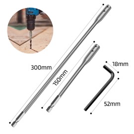 4PC Drill Bit Extension Rods (6" & 12") and 4 Wrenches High - Carbon Steel Spade Bit Extenders for Woodworking, Furniture, Carpentry, and Construction - Durable Magnetic Holder