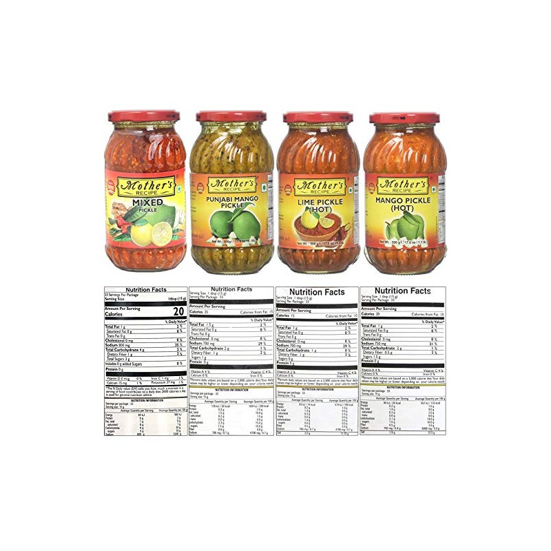 Mother's Recipe - Pickle Combo 4in1 (Mixed, Punjabi Mango, Lime