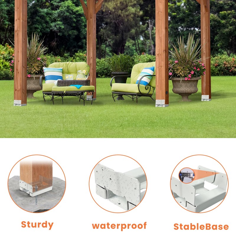 1PCS 6x6 Post Base for Concrete Heavy Duty White E-Coated
