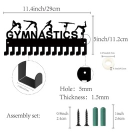 CREATCABIN Gymnastics Medal Hanger Medal Holder Display Rack Sports Metal Hanging Awards Iron Small Mount Decor With 14 Hooks for Wall Home Badge Race Running Gymnastics Swimming Black 11.4 x 5 Inch