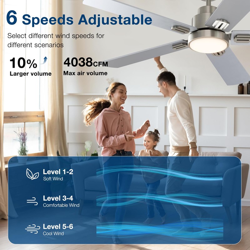 warmiplanet 52 Inch Indoor Ceiling Fans with Lights and Remote