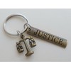 Bronze Law Scales Charm Keychain with Engraved Justice Tag, Paralegal