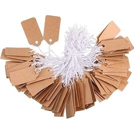 200Pcs Price Tags with Elastic String Attached,Kraft Paper Hang Tags,Marking Tags Kraft Price Tags Writable Blank Price Labels Display Tags,Display Label for Product Jewelry Clothing Tags(48mm*30mm)