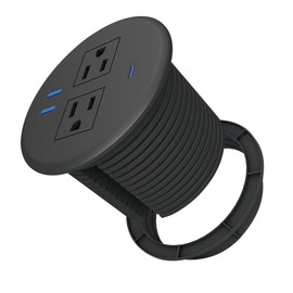 Desktop Power Grommet 3 Inch,20W USB C Fast Charging Station,Fit 3-1/8" Desk Grommet Hole.Fadossu Desk Round Recessed Power Bar Outlet,Flush-Mount Plug Station with 2-AC Outlet,3-USB Port,6.56ft,Black