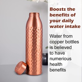 NORMAN JR Copper Water Bottle 1L - Gift Box of 3, Plain 1, Hammered 2, An Ayurvedic Pure Copper Vessel - Helps You Drink More Water With Many Health Benefits