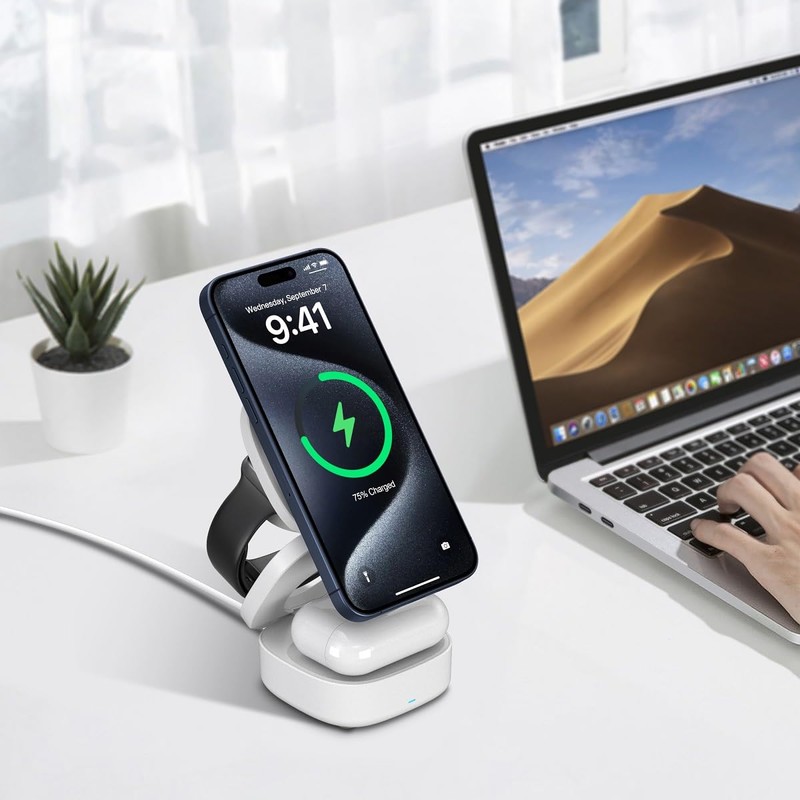 LAZOS Magnetic Wireless Charging Folding Stand 3-in-1 (Black)