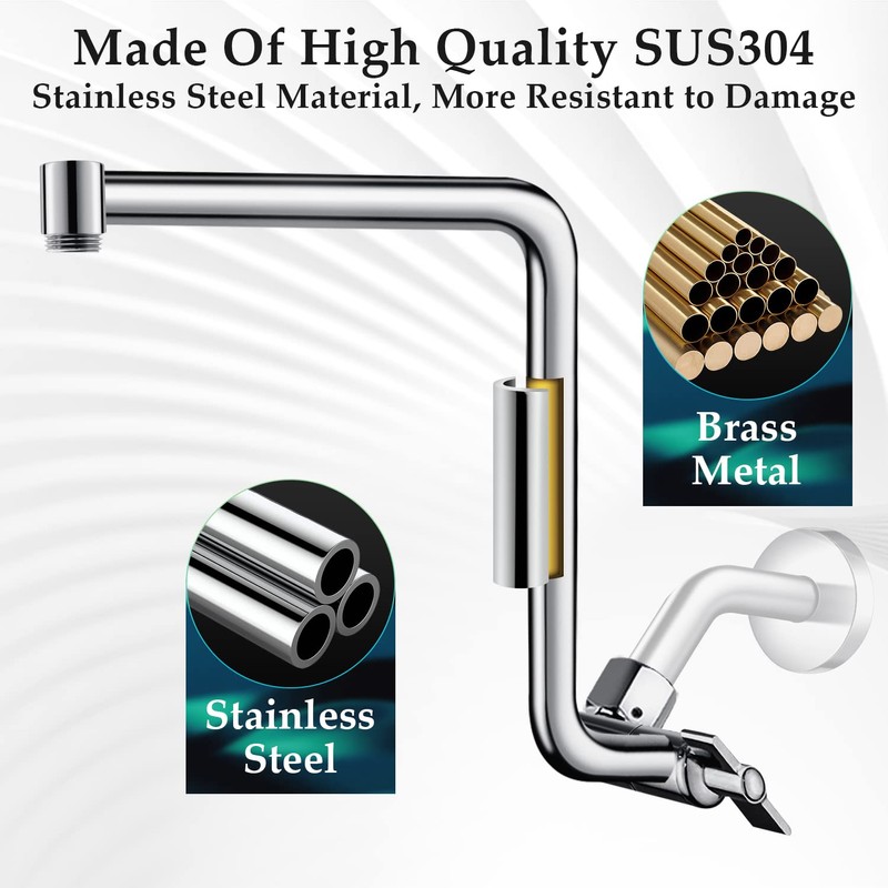 Rain Shower Head Extension Arm, Upgrade 12 Inch Metal Shower