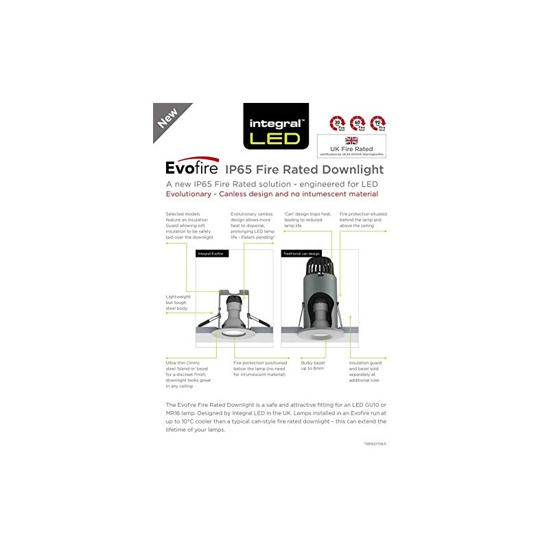 Integral EvoFire Fire Rated Downlight GU10 Matt White (4 Pack)