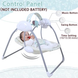 Otrolepota Baby Swing for Infant,Newborn Swing with Music,5 Speed Levels,Timing Setting,Soft Cushion,Foldable Infant Swing for Indoor Outdoor Use 0-9 Months