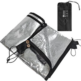 Aluminum Sheet Tarp Silver Mat Thermal Insulation Sheet Tent Sheet 5-in-1 Multi-functional Storage Bag Included, Lightweight, Compact, Foldable, Tarp, 27.6 inches (70/125/140/160/180 x 200 cm), One