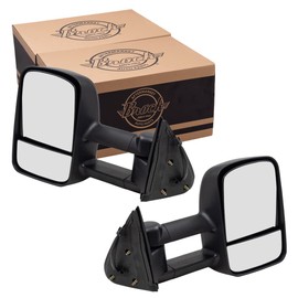 Brock Replacement Set Power Performance Upgrade Tow Mirror Heated Manual Telescopic Tow Arms Compatible with 1999-2002 Silverado Sierra Pickup Truck