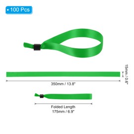 PATIKIL Disposable Cloth Wristbands for Events, 100 Pcs Adjustable Cloth Event Wristbands Colored Wrist Bands for Concert Club Parties, Green, 13.8"x0.6"