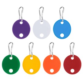 Uniclife 50 Pcs Key Tags 1 Inch Plastic Key Chain Tags with Metal Snap Hooks Double-Sided Writable Colorful Tags Sturdy Key Item Identifiers for Home and Office, 7 Colors