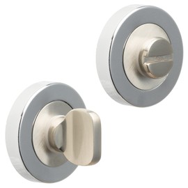 Decoranddecor Round Turn and Release Set for Bathroom Lock 54mm - Toilet Door Thumb Twist (Chrome/Brushed Nickel)