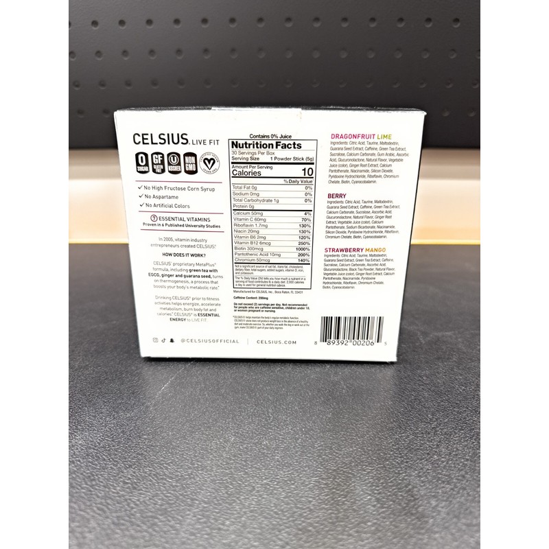 Celsius Essential Energy, Zero Sugar, Assorted Flavors, 30 Energy Powder