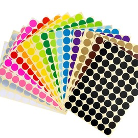 JANYUN 2240 Pcs 3/4" Round Coding Circle Sticky Dot Labels Stickers, 16 Colors(Round Style)