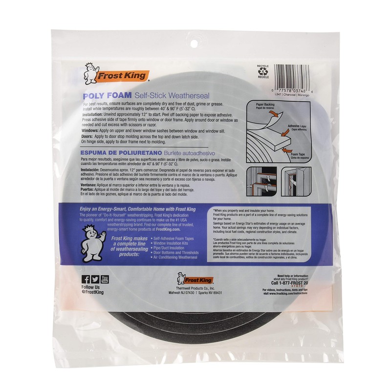 Frost King L347 Self-Adhesive Open Cell Tape, 17 Ft L