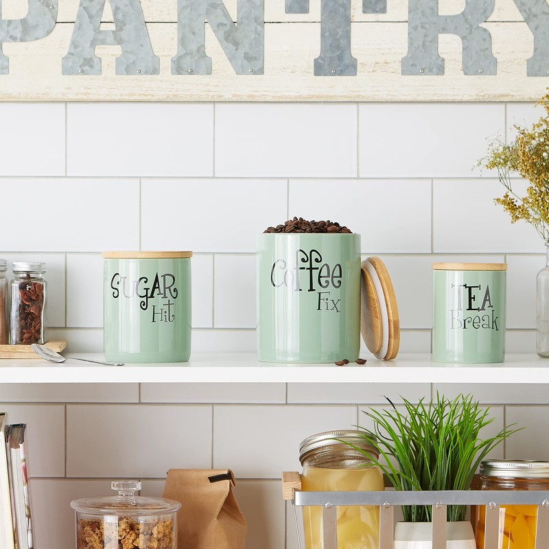 DII Kitchen Accessories Retro Collection Ceramics, Canister Set, Jadeite, 3