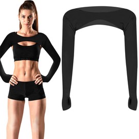 Women's Arm Warmers, UV Protection Bolero, Cooling Arm Sleeve, Short Sun Protection Tops, Cooling Scarf Arm Sleeves, Cooling Scarf Arm Sleeves with Finger Holes, Fingerless Gloves Sleeves (Black)